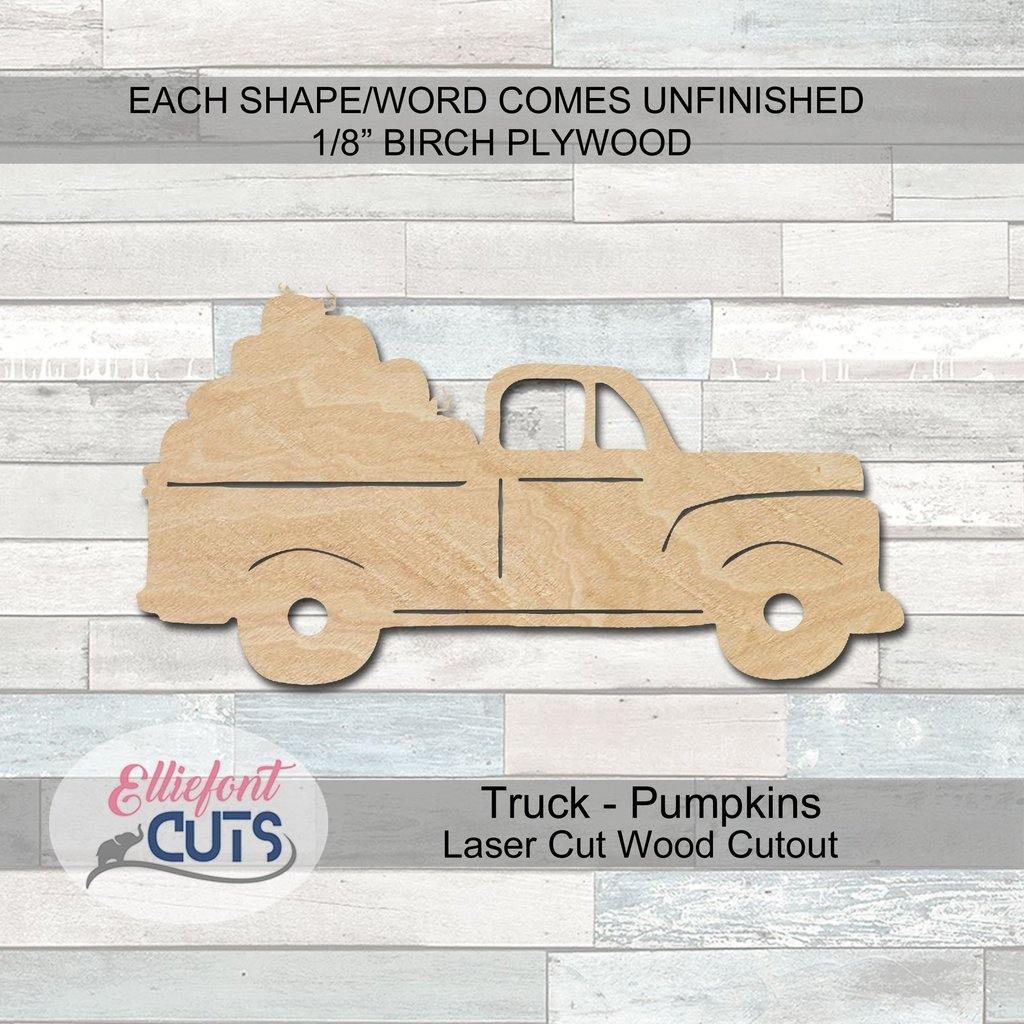 Pumpkin Truck Wood Cutouts - Elliefont Styles