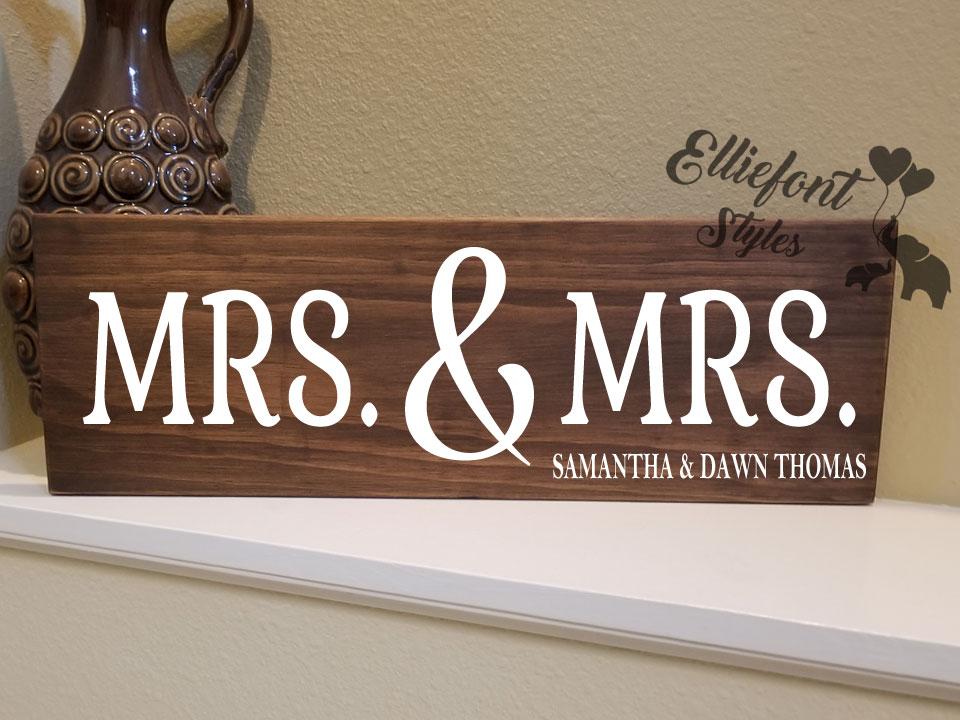 MRS. & MRS. Personalized Wood anniversary Sign