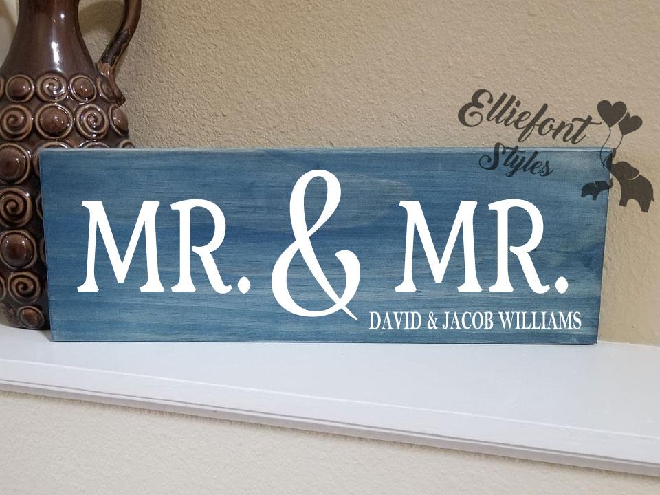 MR. & MR. Personalized Wood Wedding Sign