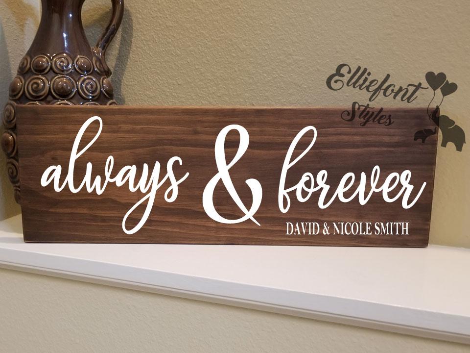 Always & Forever Personalized LGBT Wood Sign - Elliefont Styles