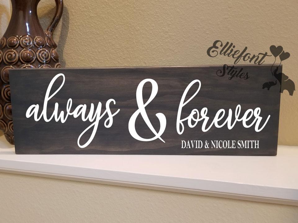 Always & Forever Personalized LGBT Wood Sign - Elliefont Styles
