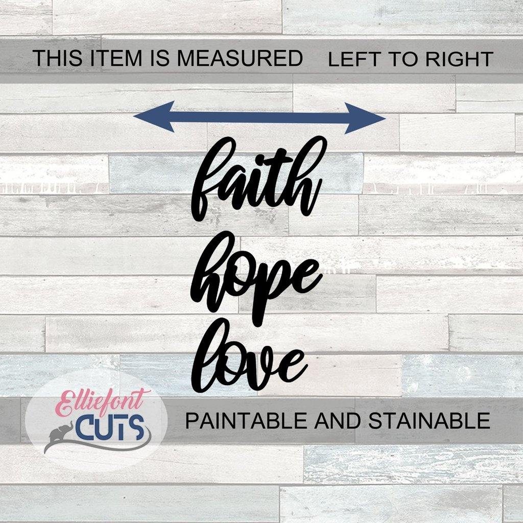 Faith Hope Love Wood Words - Elliefont Styles