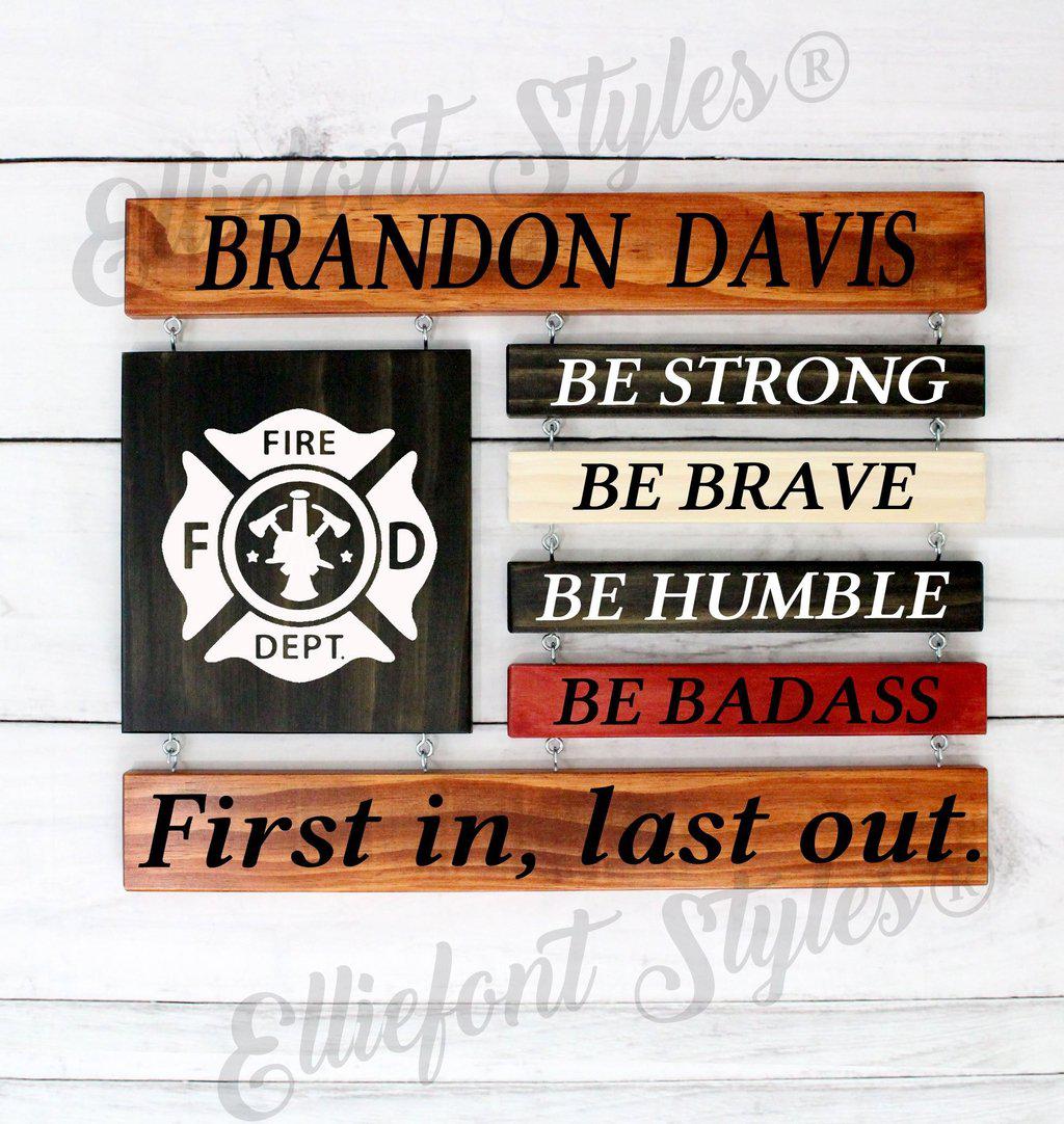 red line flag wood sign