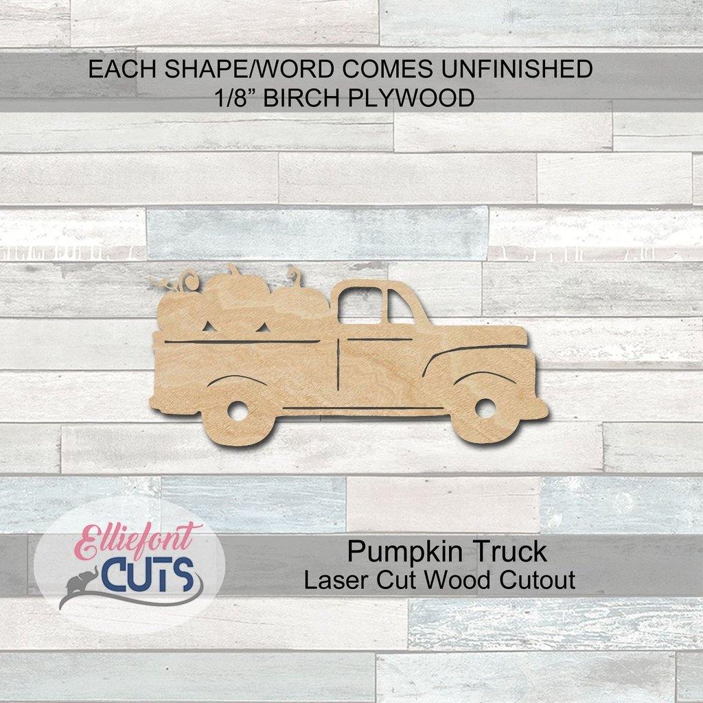 Pumpkin Truck Wood Cutouts - Elliefont Styles