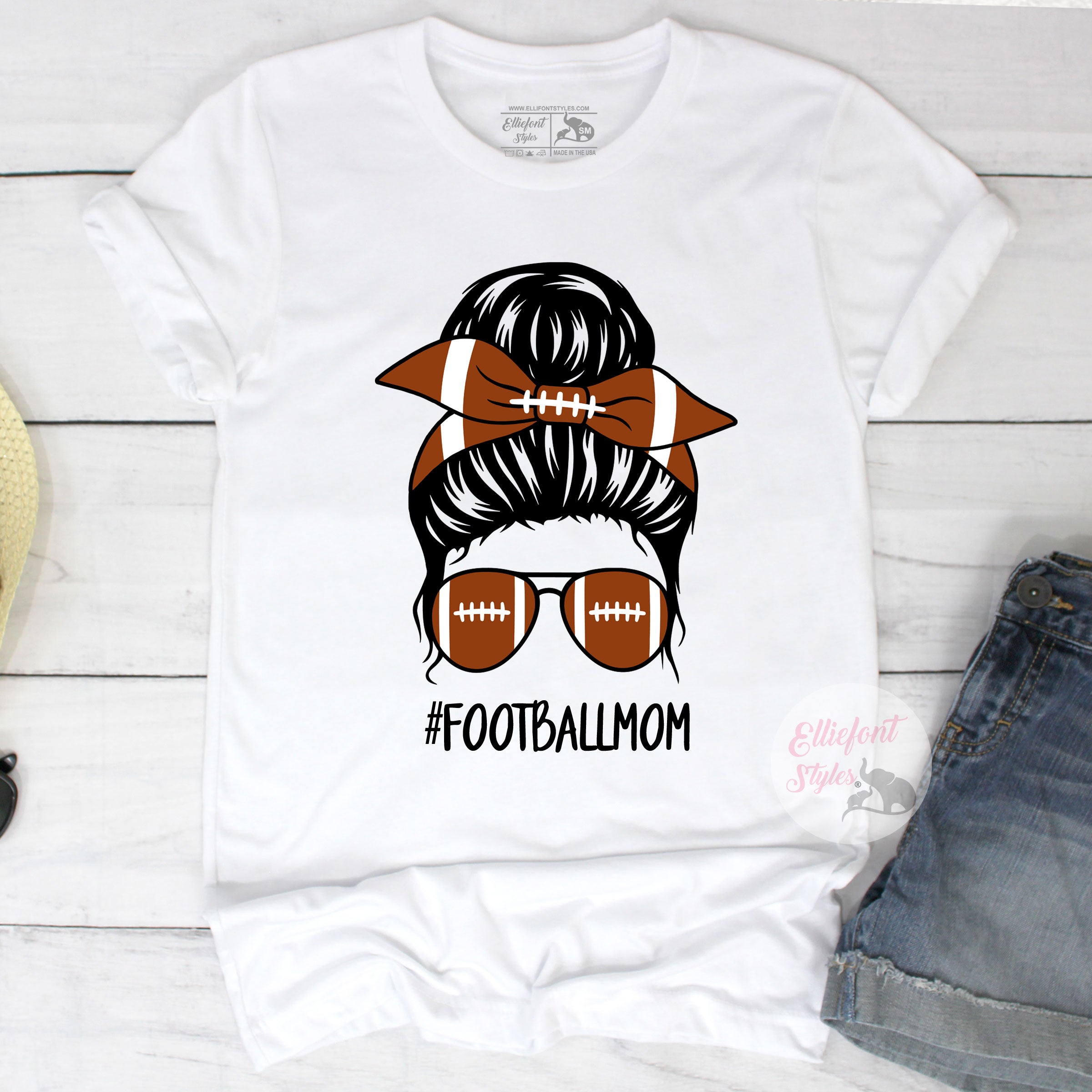 Football Mom With Messy Bun Shirt