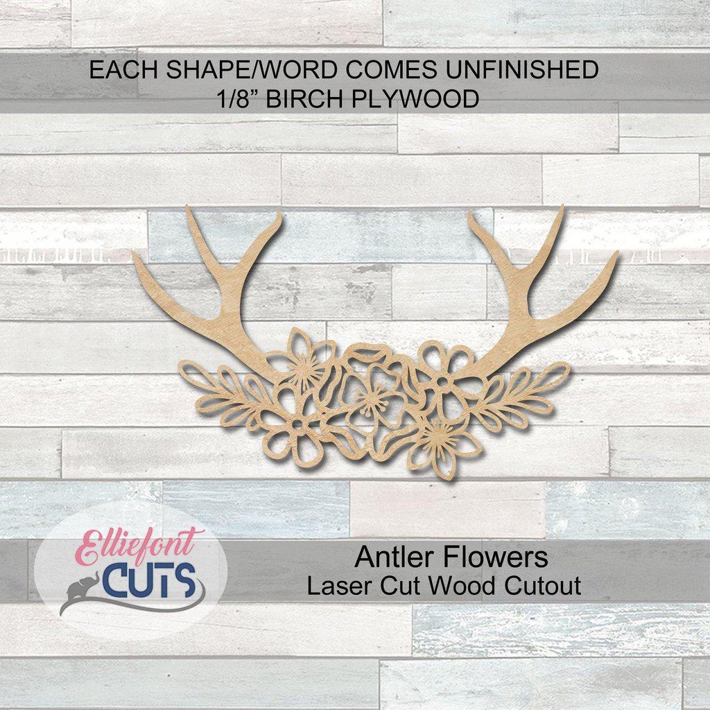 Antler Flowers Wood Cutouts - Elliefont Styles