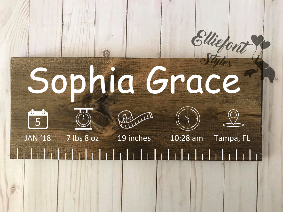 Personalized baby ruler sign as a baby shower gift