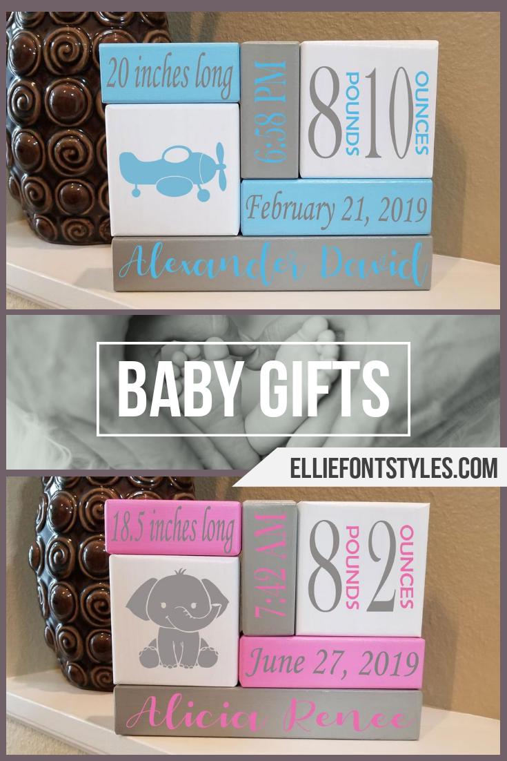 Baby Birth Stats Wooden Block Set | Best Personalized Baby Gift Keepsake - Elliefont Styles