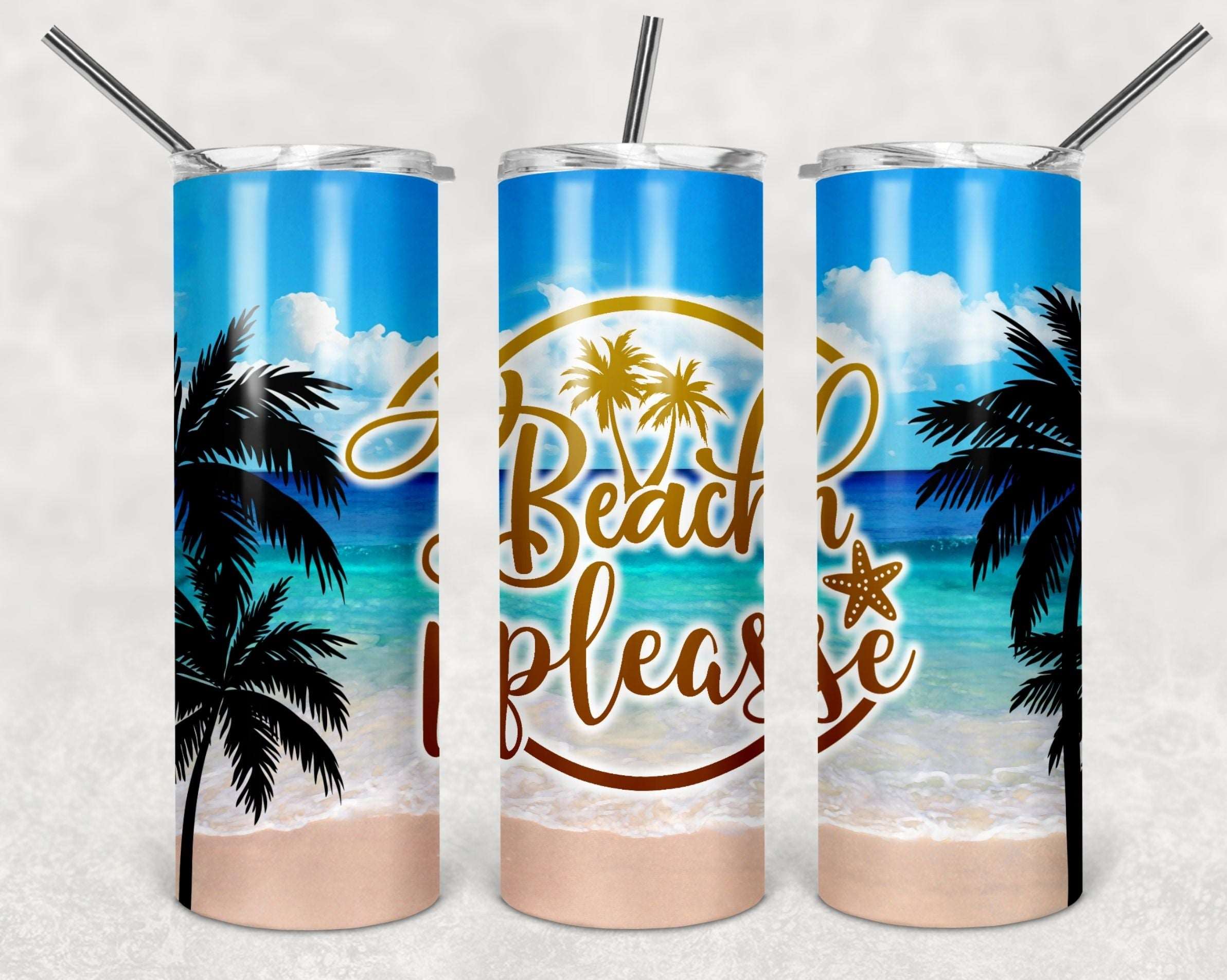 Beach Please Stainless steel tumbler
