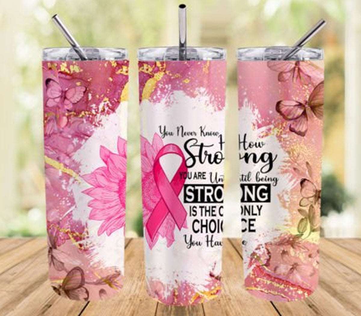 Breast Cancer Ribbon Stainless steel tumbler