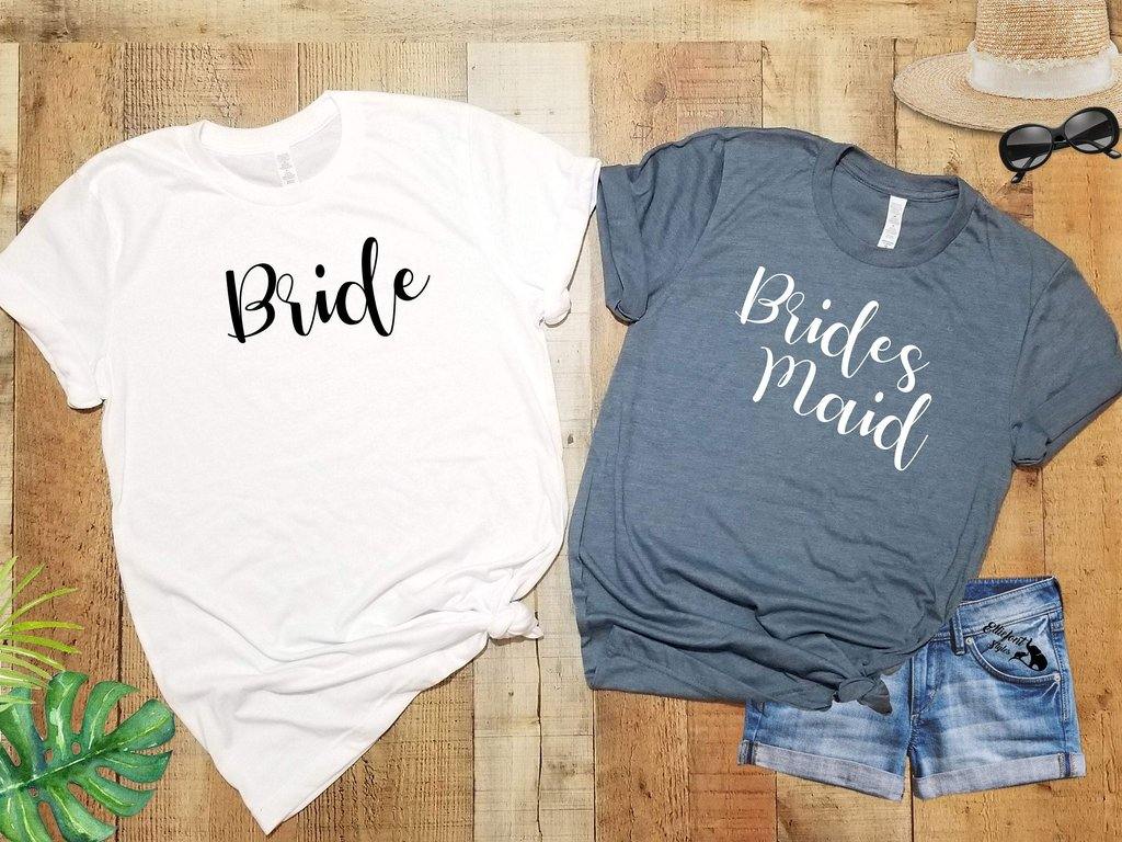 Bride and Bridesmaid Bachelorette Party Shirts | Bridal Party Shirts | Wedding Party Shirts | Bridesmaid Shirts | Bride Shirt - Elliefont Styles