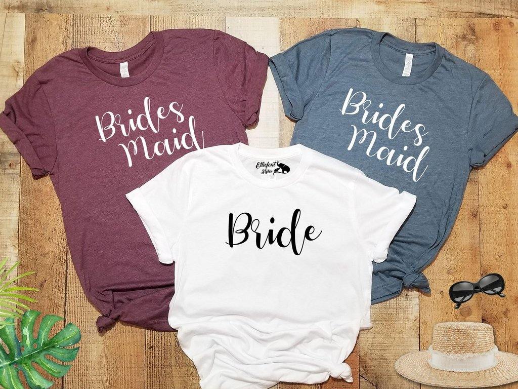 Bride and Bridesmaid Bachelorette Party Shirts | Bridal Party Shirts | Wedding Party Shirts | Bridesmaid Shirts | Bride Shirt - Elliefont Styles