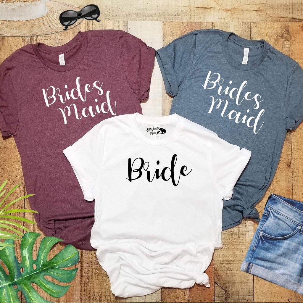 Bride and Bridesmaid Bachelorette Party Shirts | Bridal Party Shirts | Wedding Party Shirts | Bridesmaid Shirts | Bride Shirt - Elliefont Styles