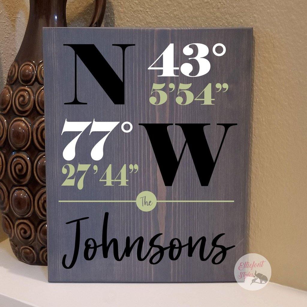 personalized coordinates sign