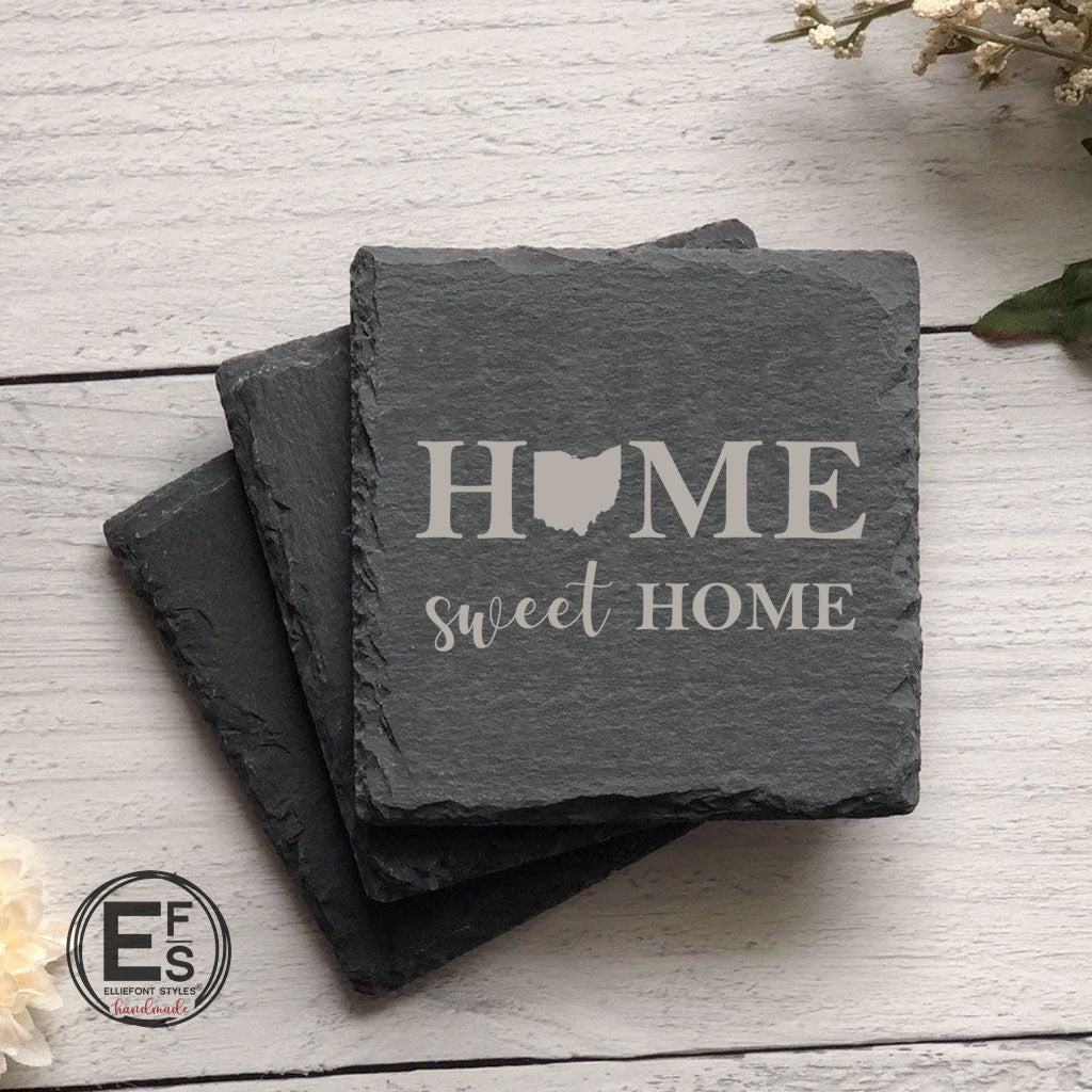 Custom engraved slate coaster set for realtor closing or client appreciation gift