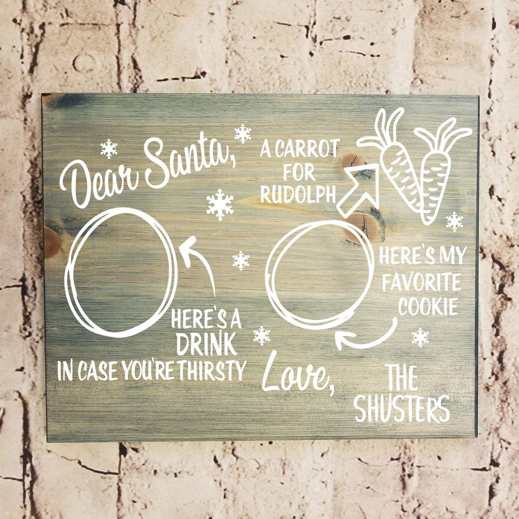 Custom wood tray for cookies, milk, and carrot for Rudolph.