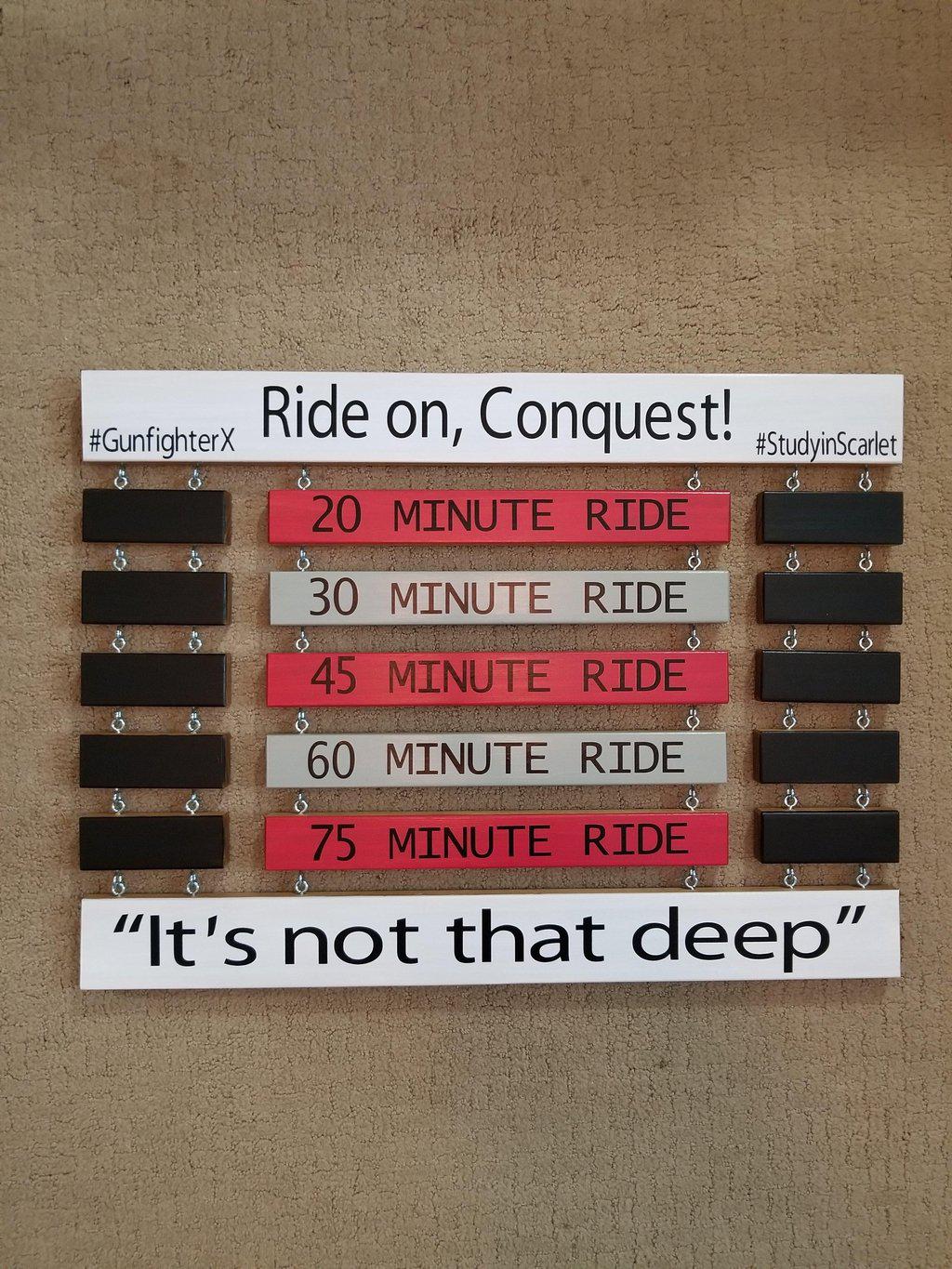 Wooden cycling PR board to track personal records and milestones