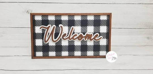 Buffalo Plaid Welcome DIY Wood Sign