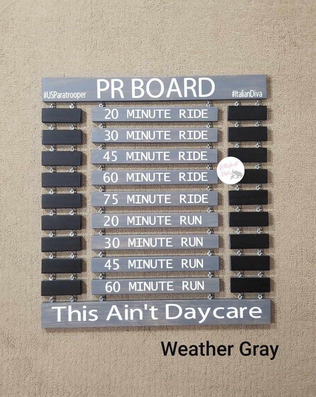 Engraved PR board for spin bike riders to track personal bests