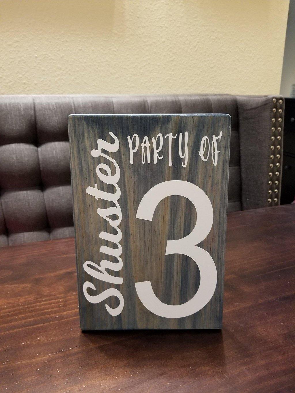 Family Name Party Of | Wooden Shelf or Wall Sign | Unique Gift Ideas | Wood Block Sign | Party of 3 | Party of 4 - Elliefont Styles