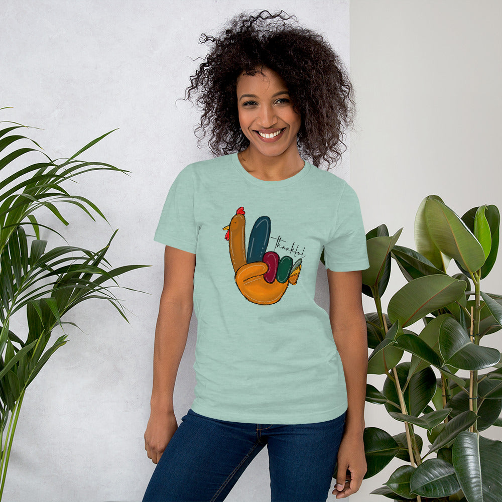 Festive autumn thankful turkey handprint top for Thanksgiving dinner gatherings