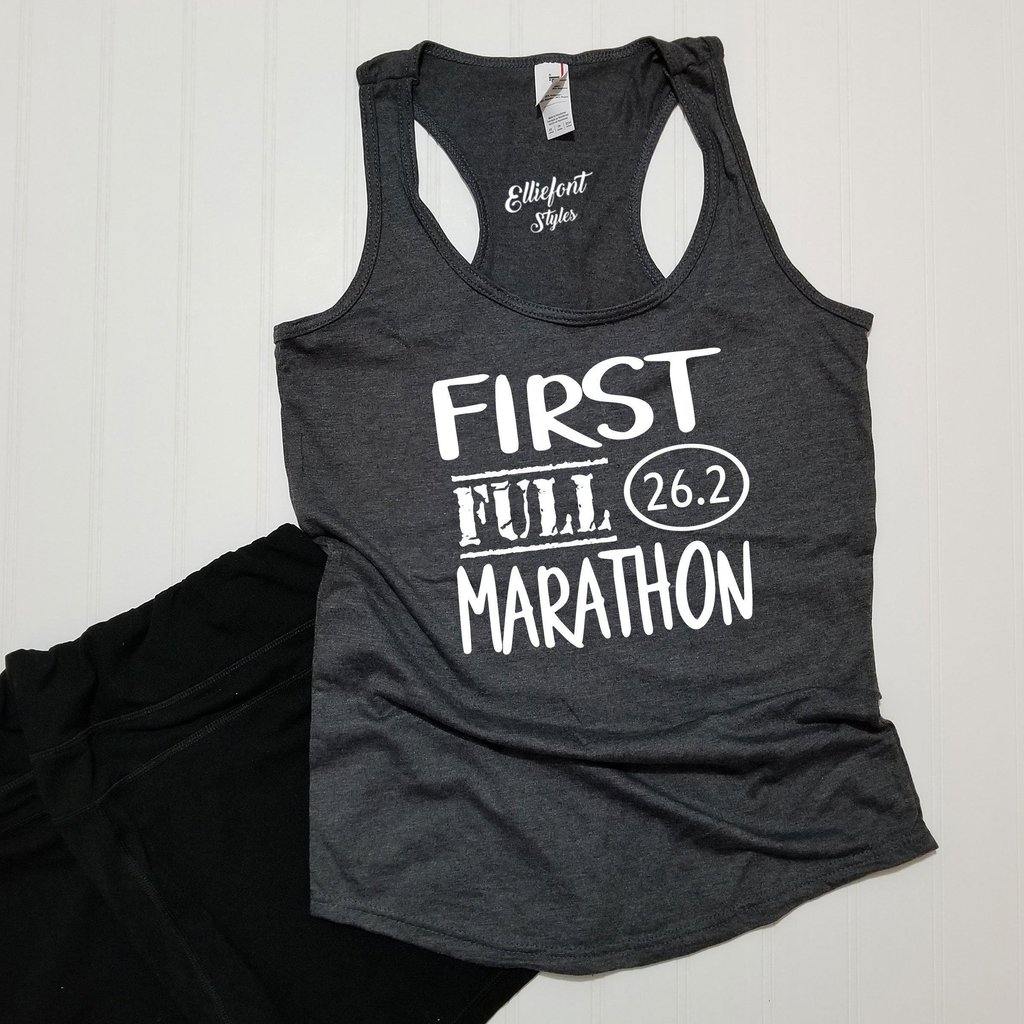 First Full Marathon 26.2 Racerback Tank Top / Running Shirt / Marathoner / Runner - Elliefont Styles