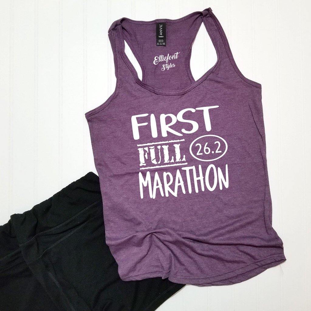 First Full Marathon 26.2 Racerback Tank Top / Running Shirt / Marathoner / Runner - Elliefont Styles
