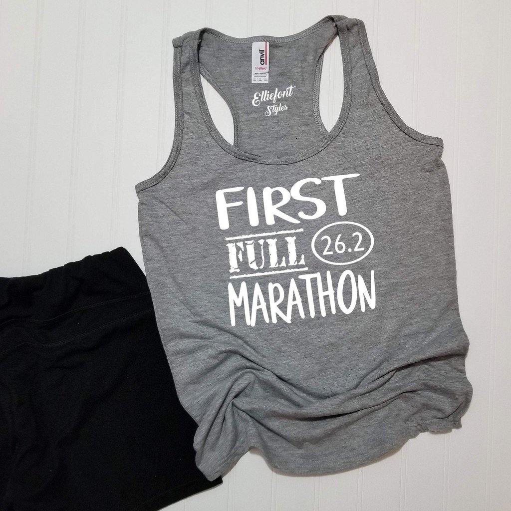 First Full Marathon 26.2 Racerback Tank Top / Running Shirt / Marathoner / Runner - Elliefont Styles