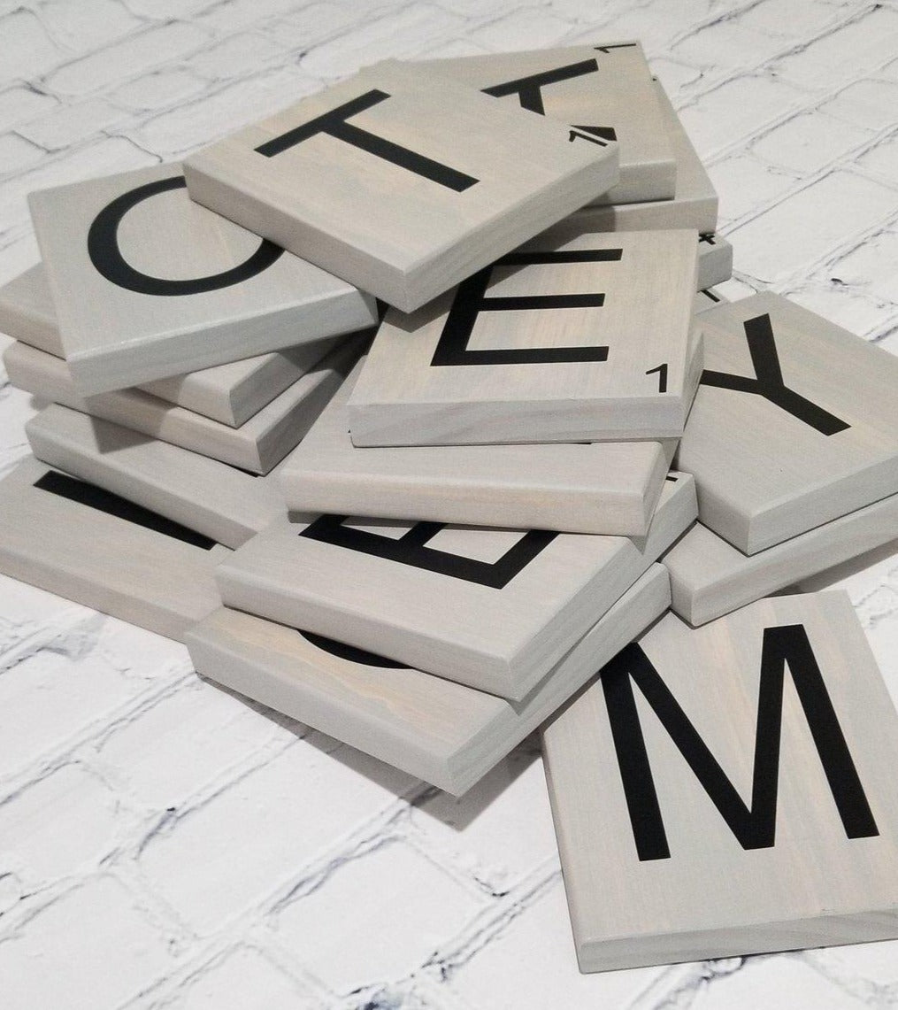 Large Scrabble tiles made of wood – unique family gift idea.