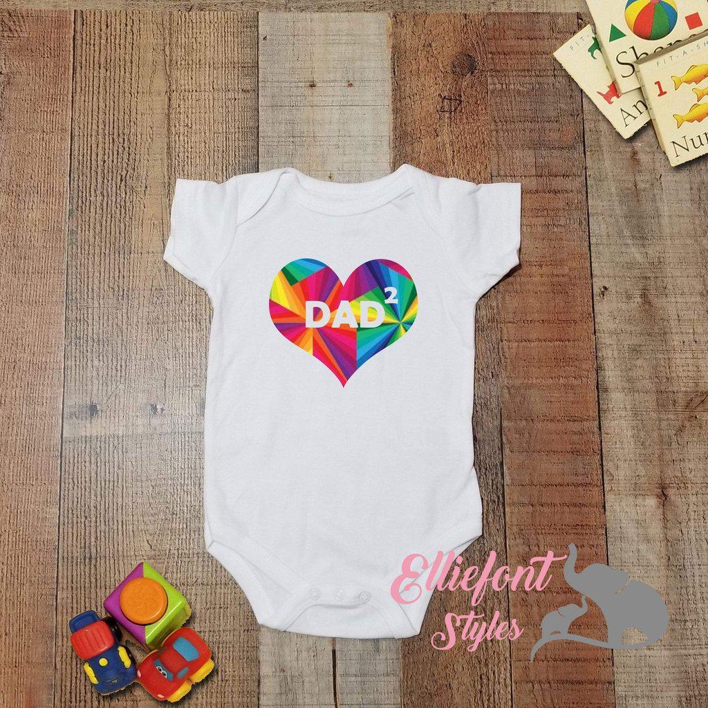 Heart Dad Squared One Piece | Two Dads | 2 Dads | Proud baby | LGBT Gay Lesbian | Infant Bodysuit | Baby shower gift | Newborn Outfit | Dad2 - Elliefont Styles