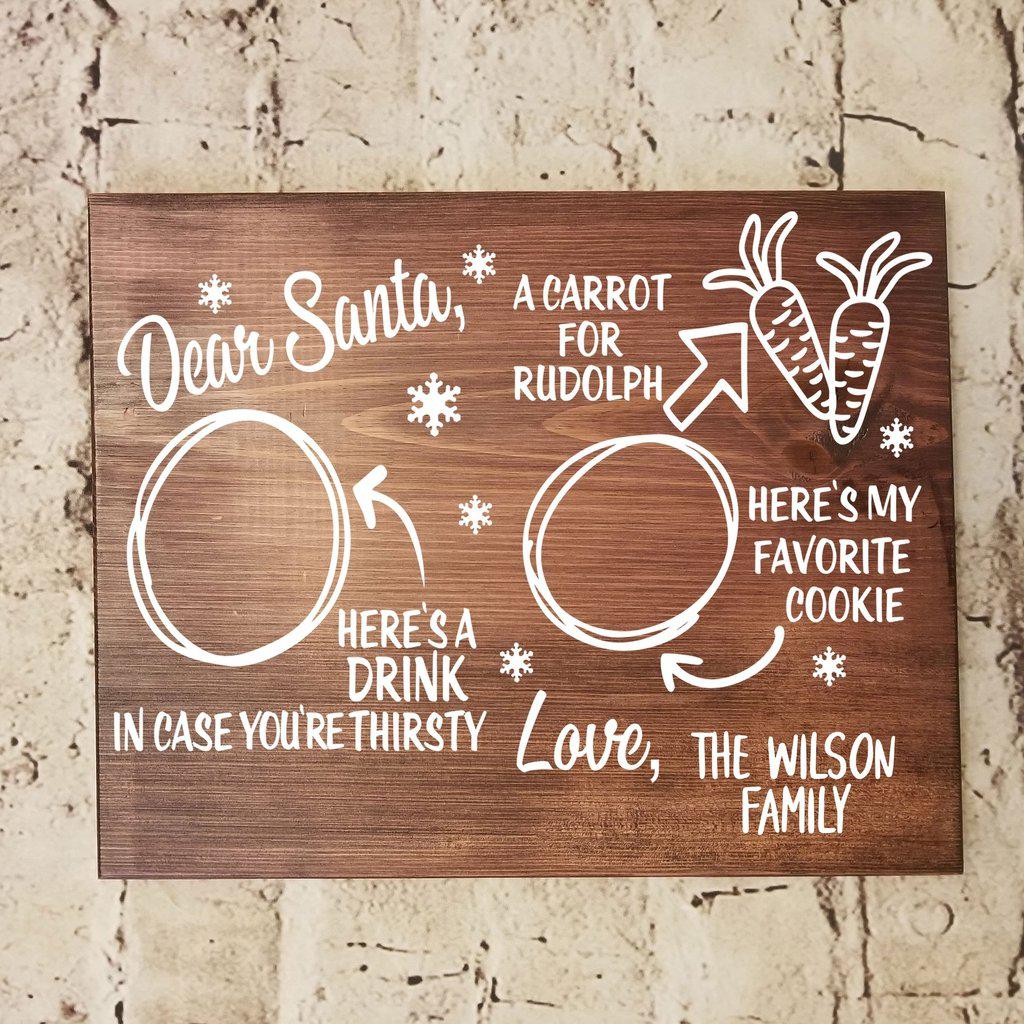 Wooden Santa snack tray for creating holiday family traditions.