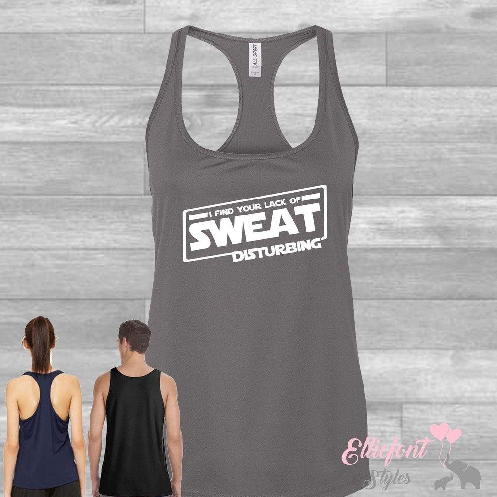 I Find Your Lack Of Sweat Disturbing Drifit Women's Performance Racerback Tank Top / Workout / Race / Running - Elliefont Styles