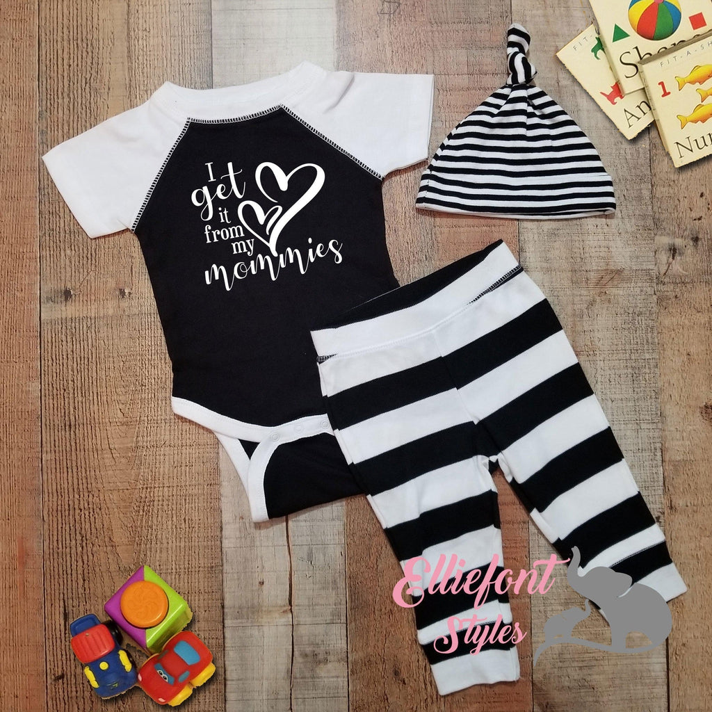 I Get It From My Mommies Infant One Piece | Two Moms | 2 moms | Proud baby | LGBT Gay Lesbian | Newborn Bodysuit | Baby shower gift - Elliefont Styles