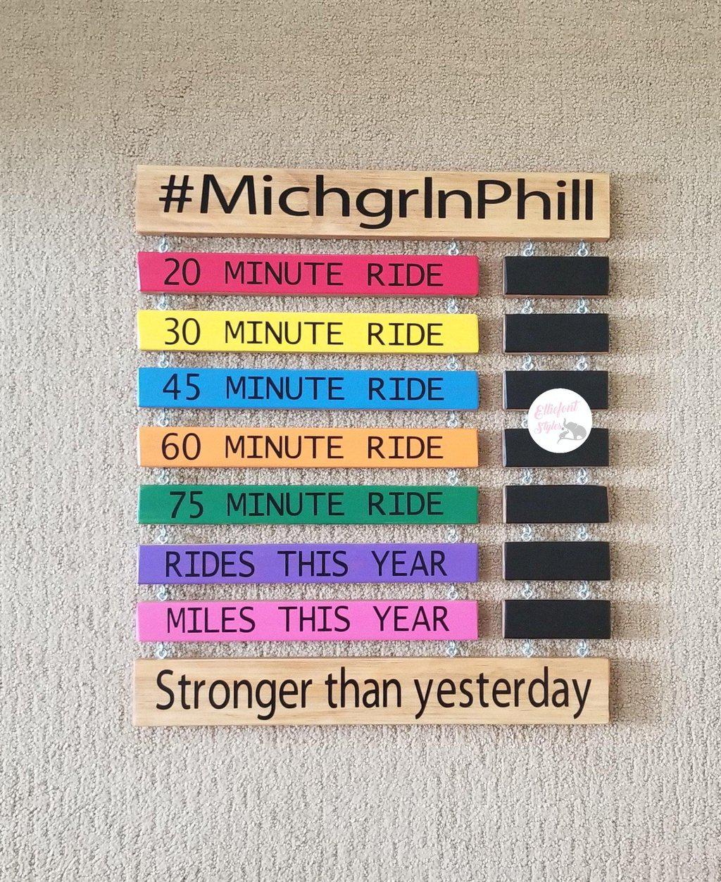 Indoor cycling performance record plaque for home gym inspiration