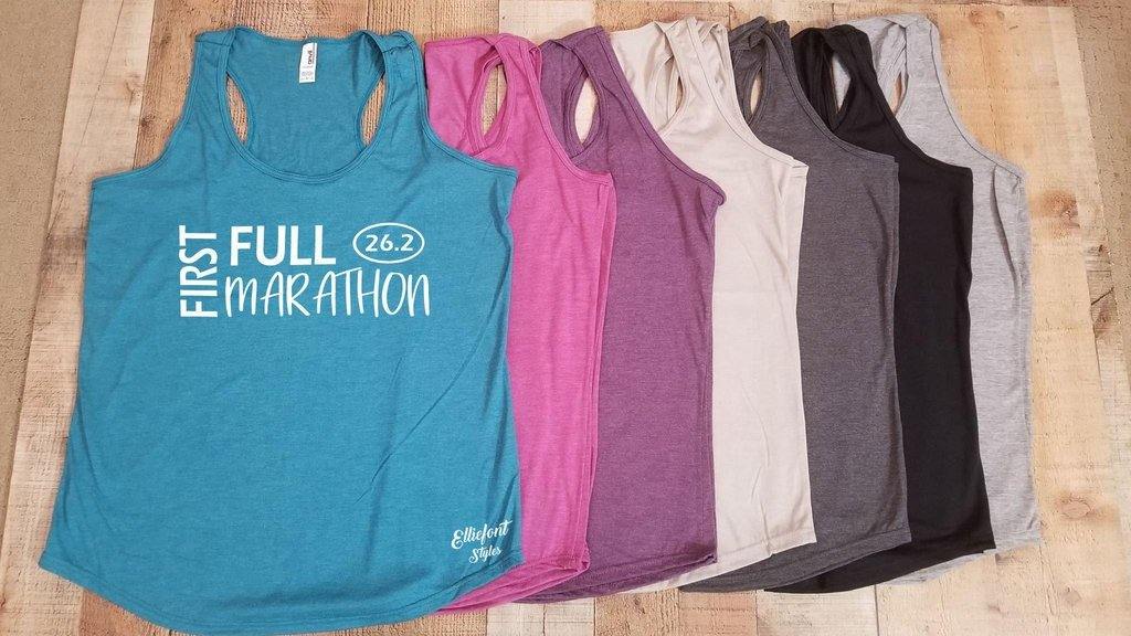 My First Full Marathon 26.2 Racerback Tank Top / Running Shirt / Marathoner / Runner - Elliefont Styles