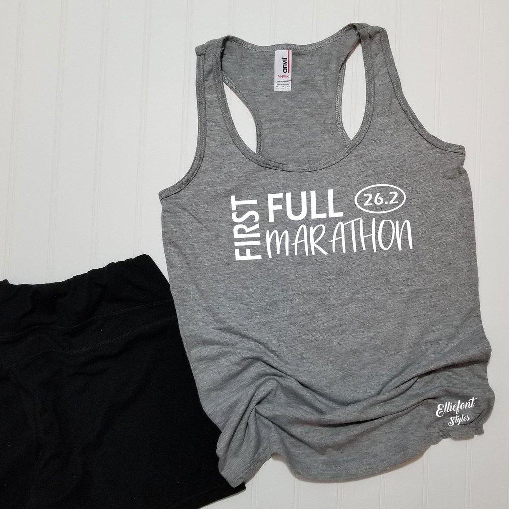 My First Full Marathon 26.2 Racerback Tank Top / Running Shirt / Marathoner / Runner - Elliefont Styles