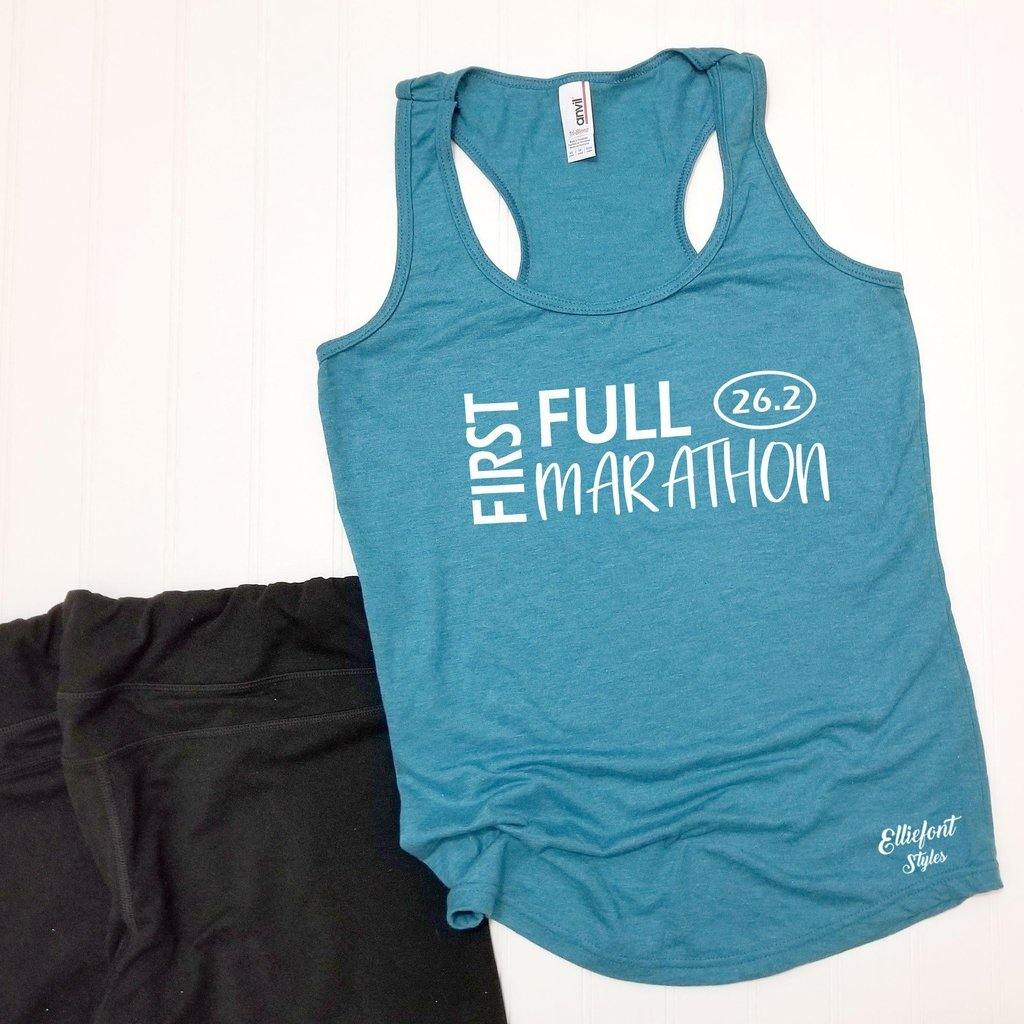 My First Full Marathon 26.2 Racerback Tank Top / Running Shirt / Marathoner / Runner - Elliefont Styles