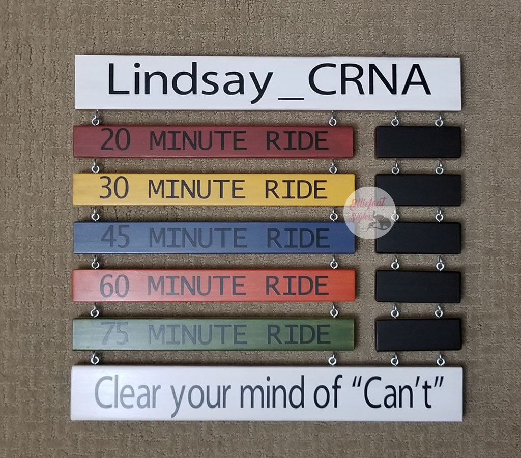 Personalized spin bike PR display board for home gym inspiration