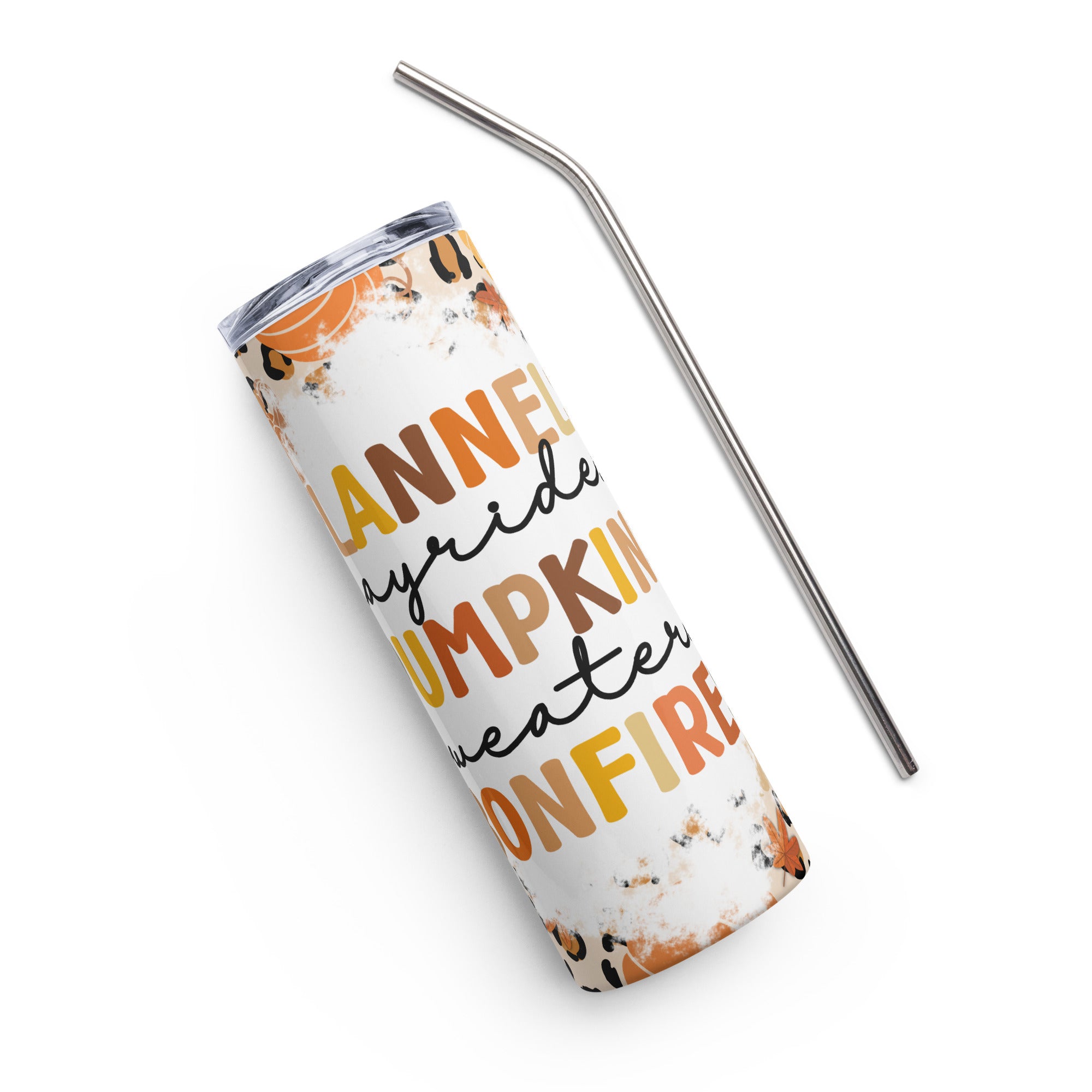 Flannels Hayrides Pumpkins Fall Stainless steel tumbler