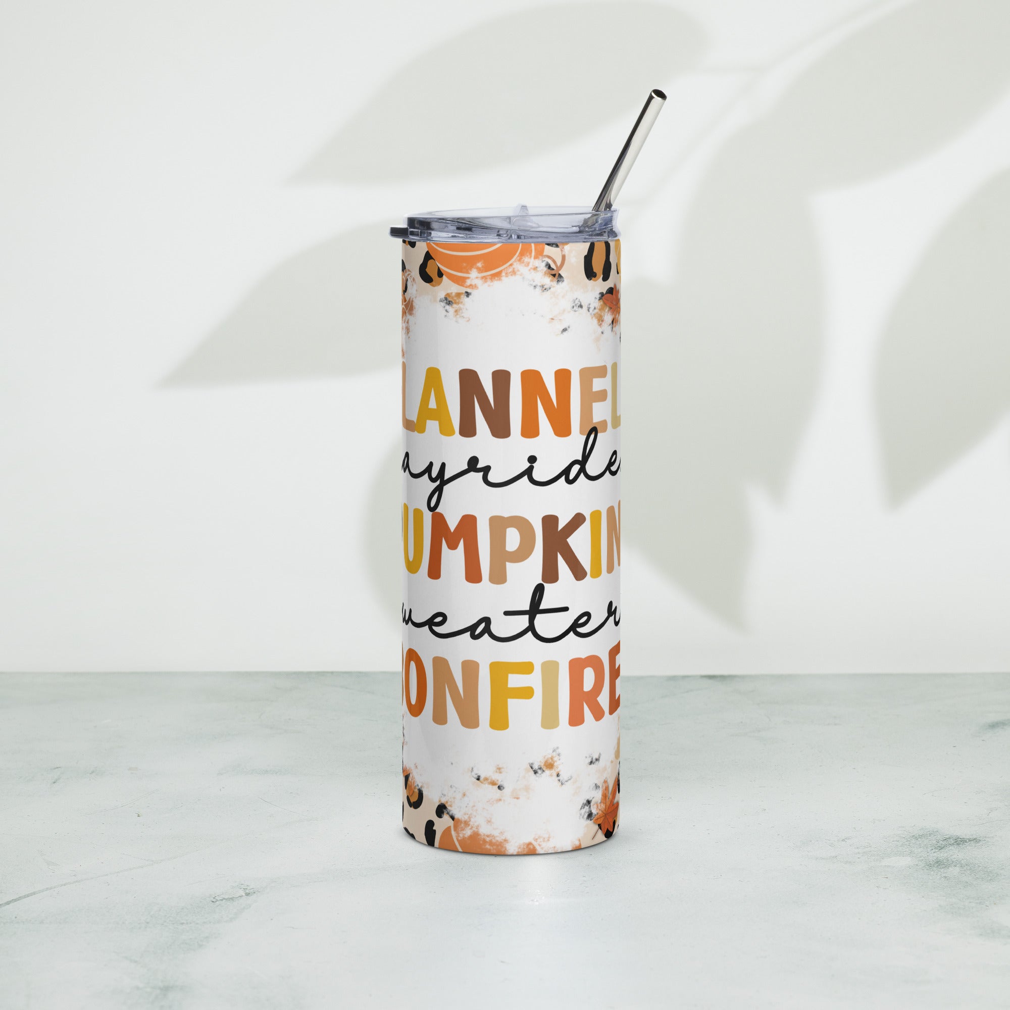 Flannels Hayrides Pumpkins Fall Stainless steel tumbler