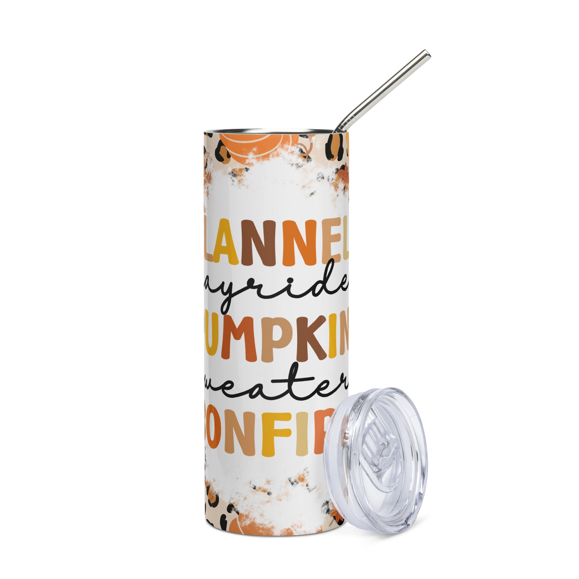 Flannels Hayrides Pumpkins Fall Stainless steel tumbler