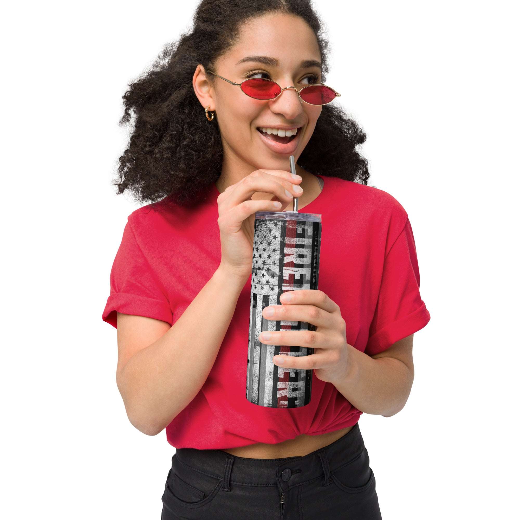 American Flag Firefighter Stainless steel tumbler