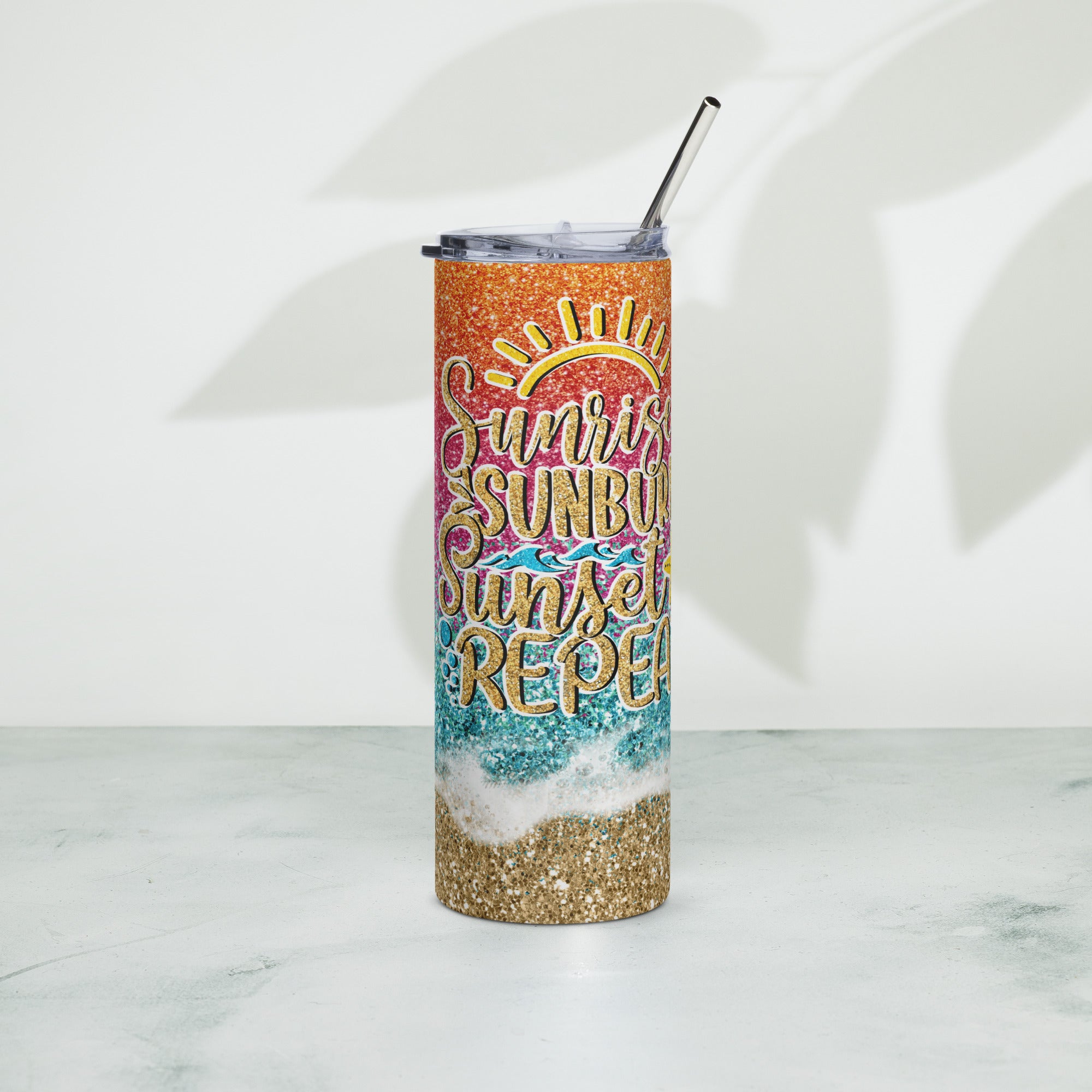 Sunrise Sunset Beach Stainless steel tumbler