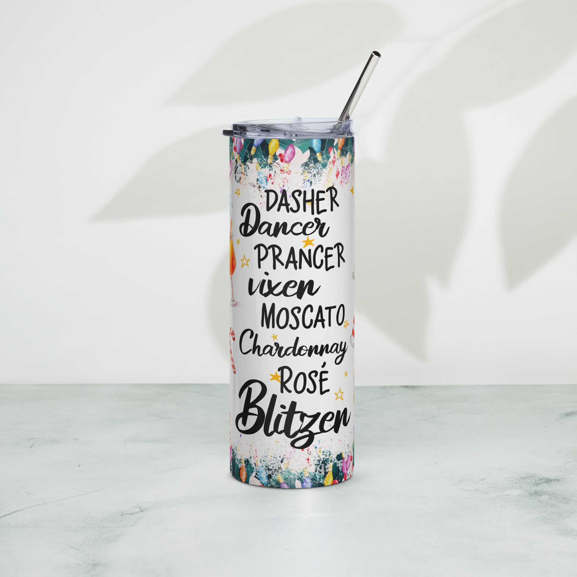 Christmas Drinking Reindeer Wine Stainless steel tumbler