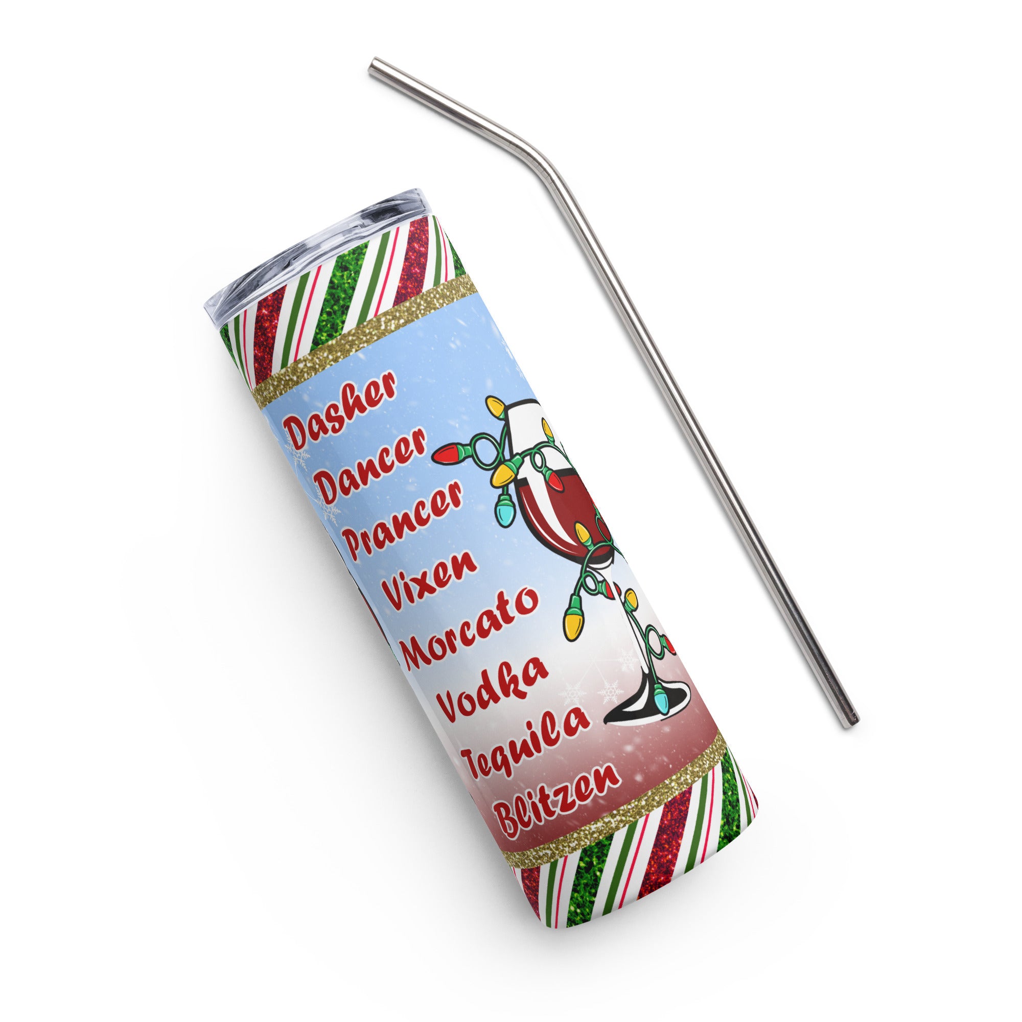 Dasher Dancer Prancer Christmas Drinking Stainless steel tumbler