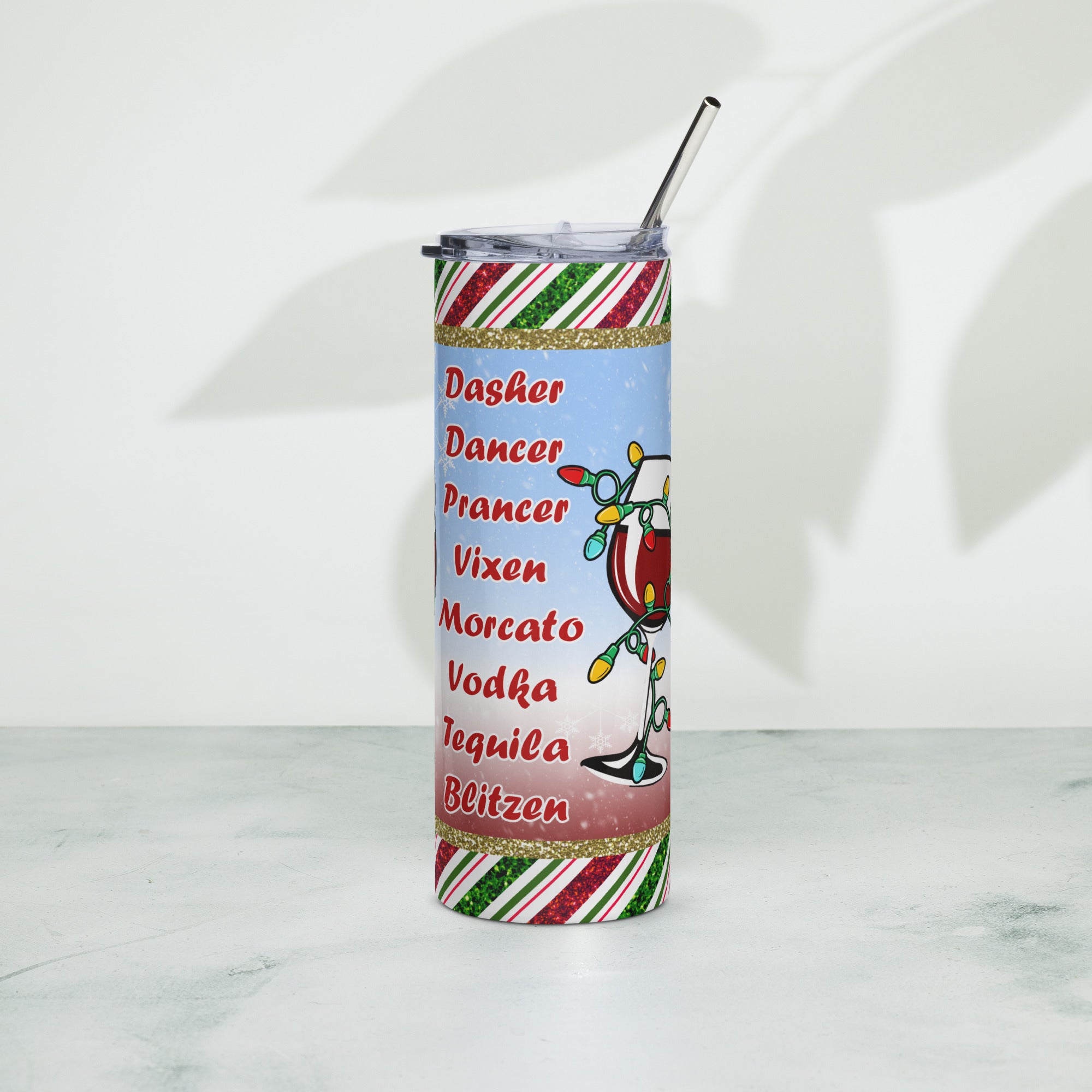 Dasher Dancer Prancer Christmas Drinking Stainless steel tumbler