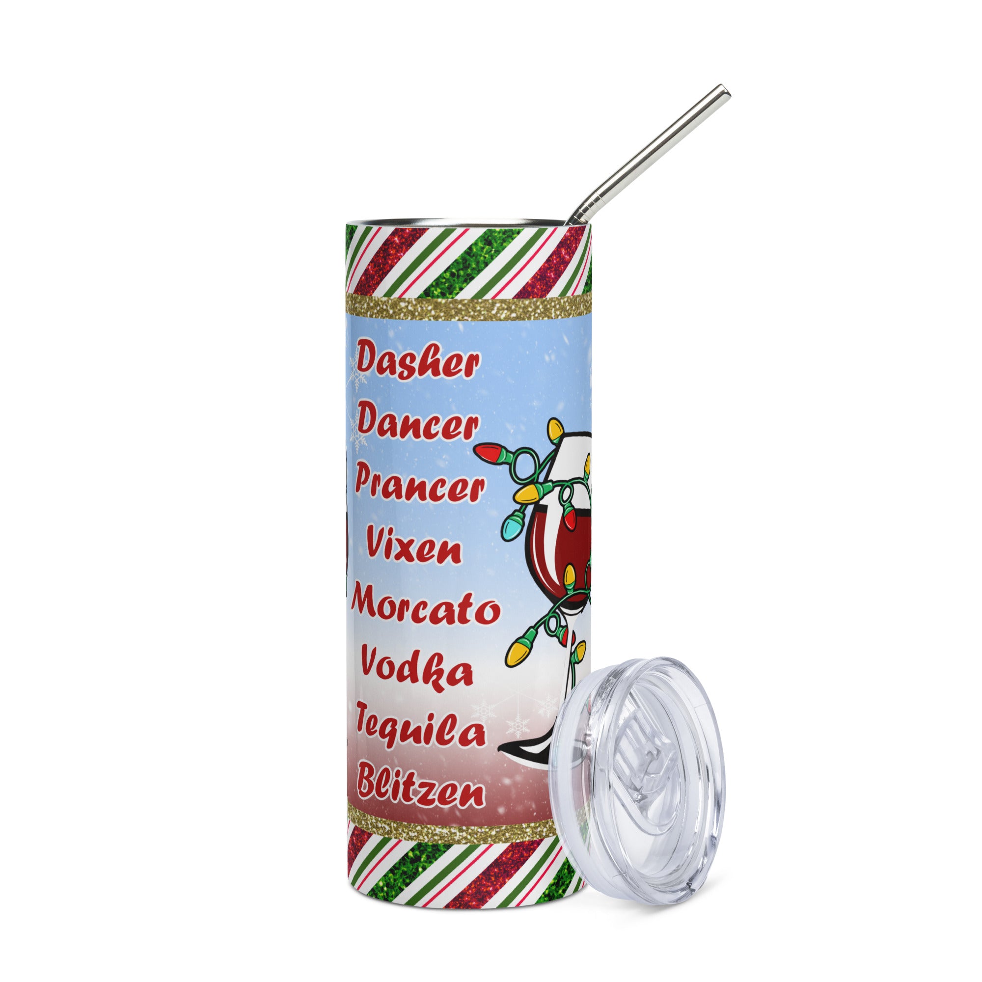 Dasher Dancer Prancer Christmas Drinking Stainless steel tumbler