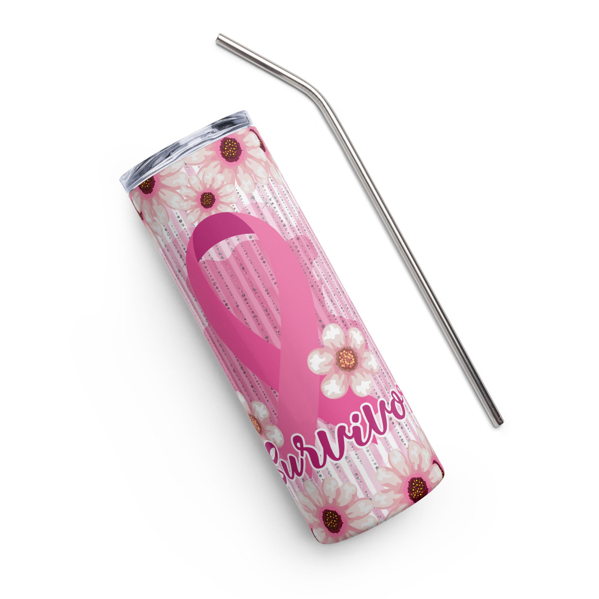 Breast Cancer Survivor Pink Ribbon Stainless steel tumbler