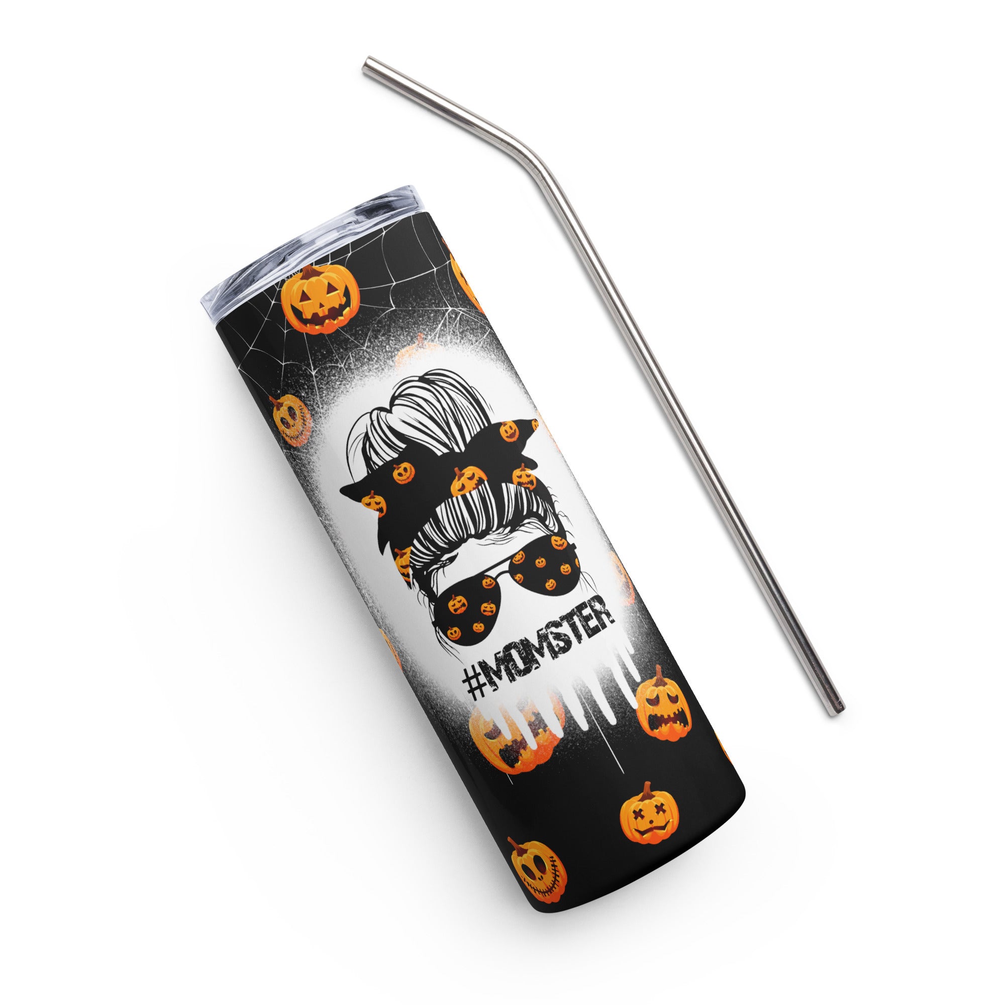 Messy Bun Momster Halloween Stainless steel tumbler