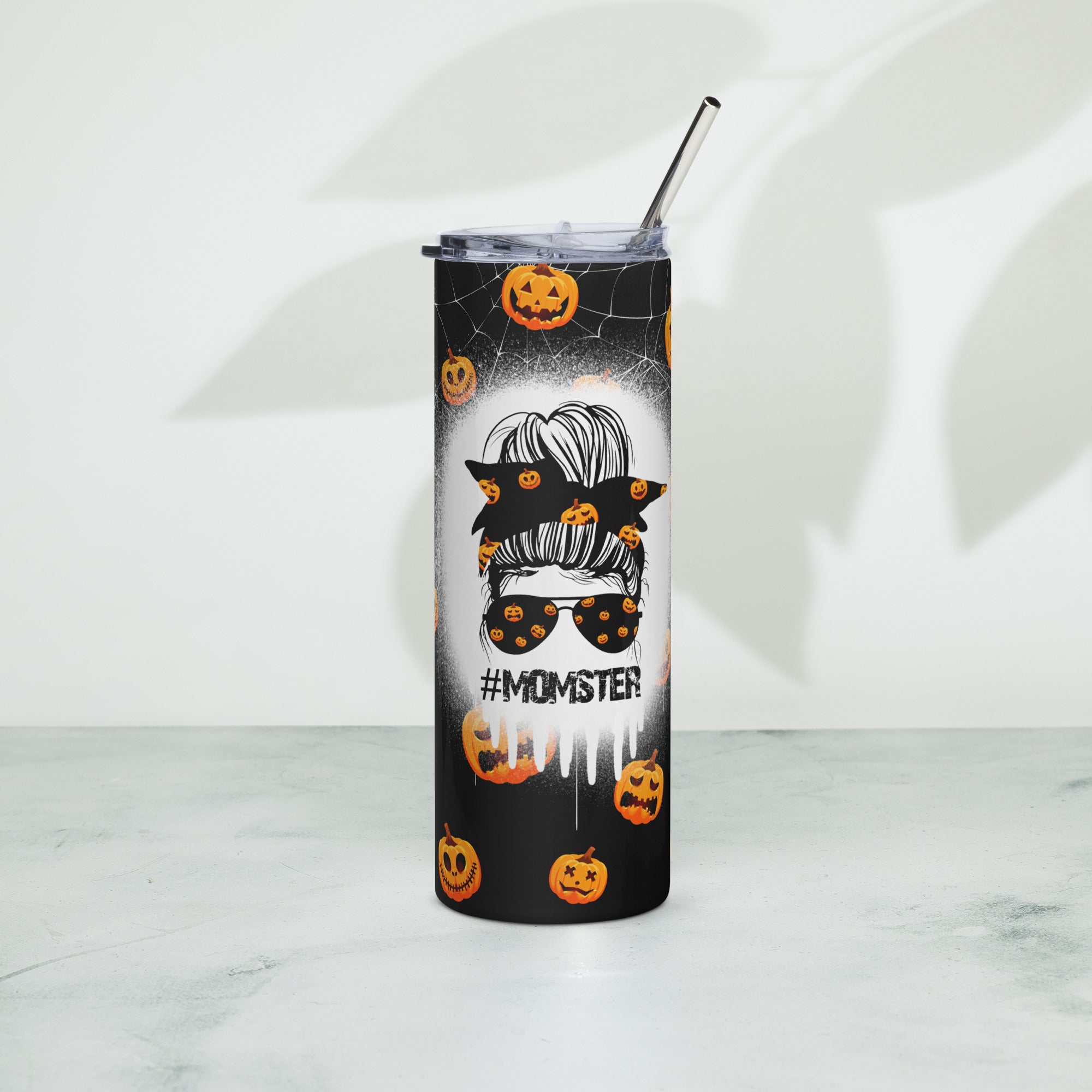 Messy Bun Momster Halloween Stainless steel tumbler